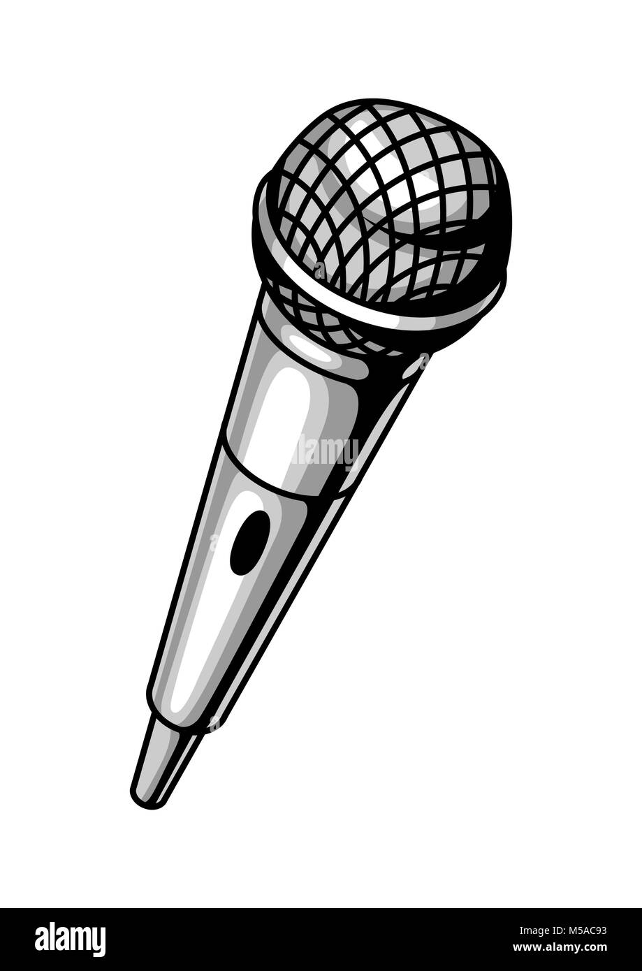 Microphone classique isolé sur fond blanc. Illustration dans le style rétro Illustration de Vecteur