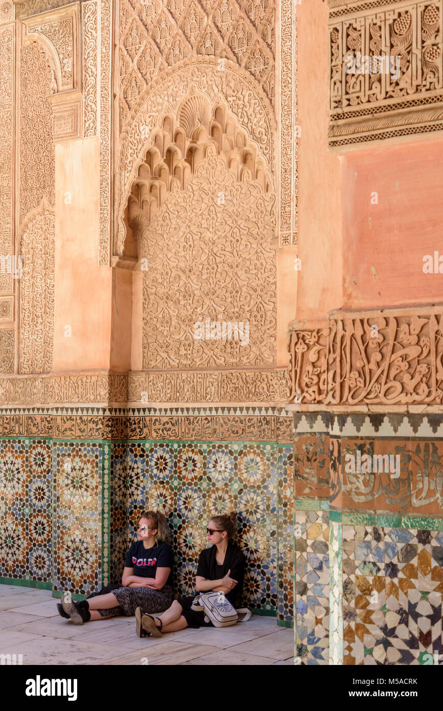 Le Maroc, Marrakech, Medina, Medersa Medersa Ben Youssef, l'Afrique, du Maghreb Banque D'Images
