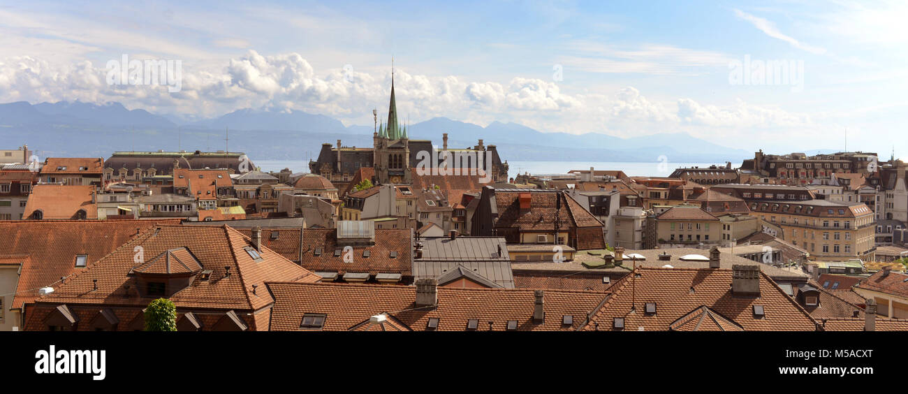 Panorama de l'église Saint-François à Lausanne, Suisse Banque D'Images Panorama de l'église Saint-François à Lausanne, Suisse Banque D'Images