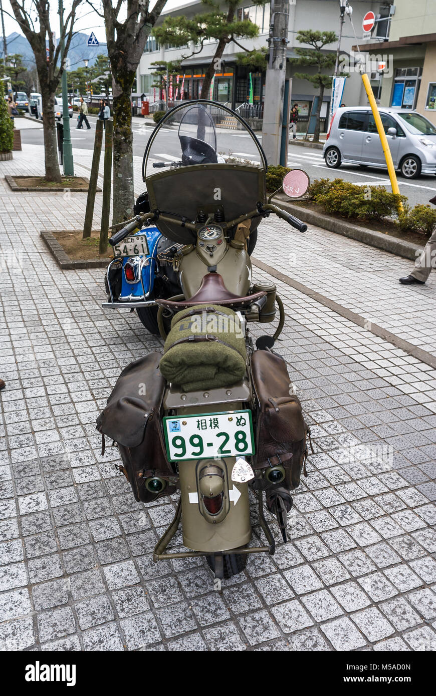 Motocyclettes Harley Davidson à l'US Army of the Rockies, livrée, Japon Banque D'Images