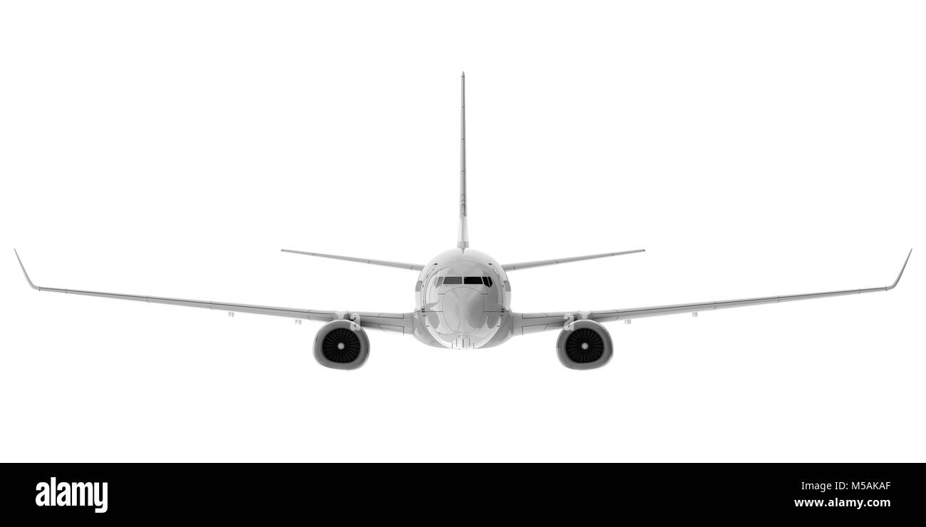 Avion à réaction commerciaux. 3D render. Vue avant Banque D'Images