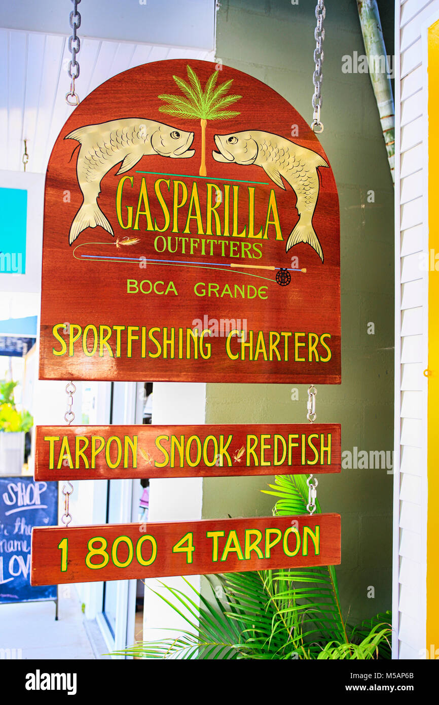 Gasparilla Outfitters store sign in Boca Grande à Gasparilla Island, Floride, USA Banque D'Images