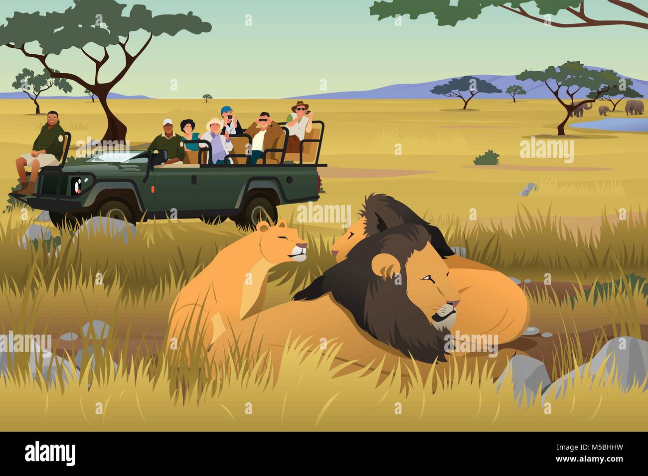 Un vecteur illustration de l'africain sur le Safari Trip Illustration de Vecteur