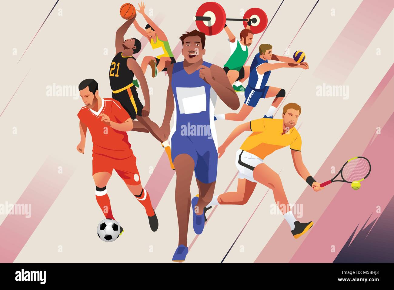Un vecteur illustration d'athlètes dans différents sports Poster Illustration de Vecteur