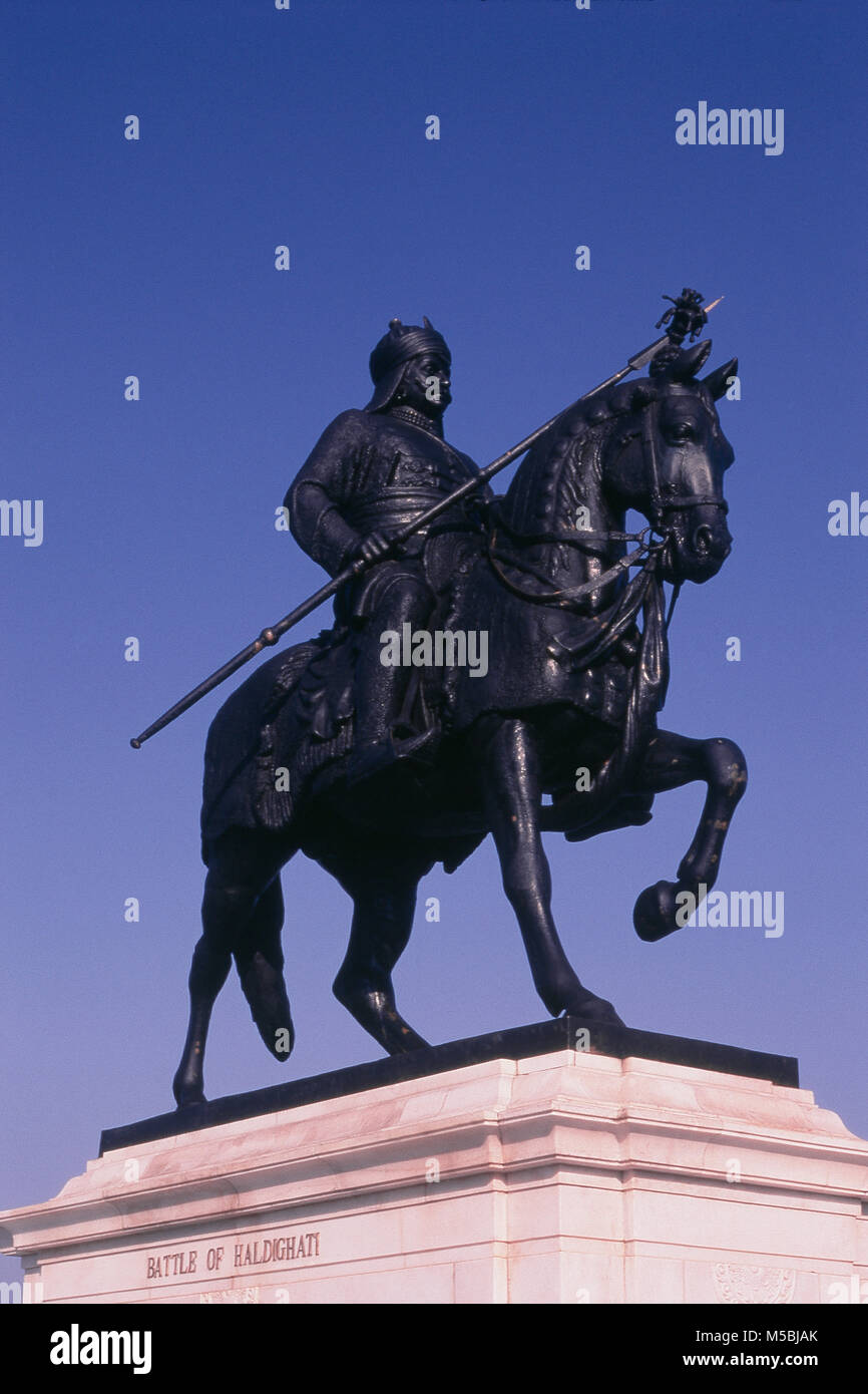 Statue de Maharana Pratap Smarak, Udaipur, Rajasthan, Inde Banque D'Images