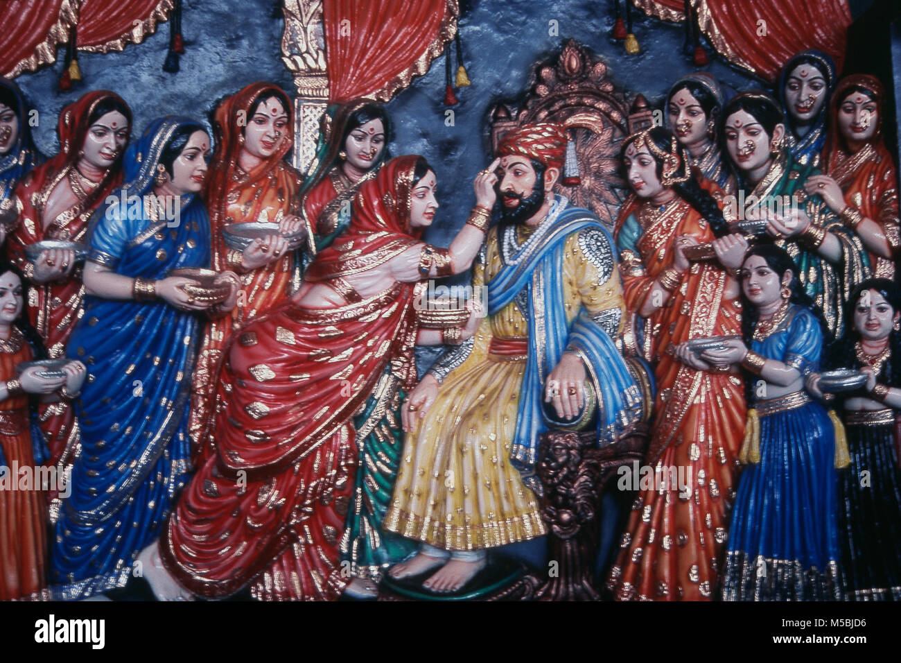 Peinture de Raja Shivaji, Rajyabhishek sur 167e st Dervan, Maharashtra Banque D'Images