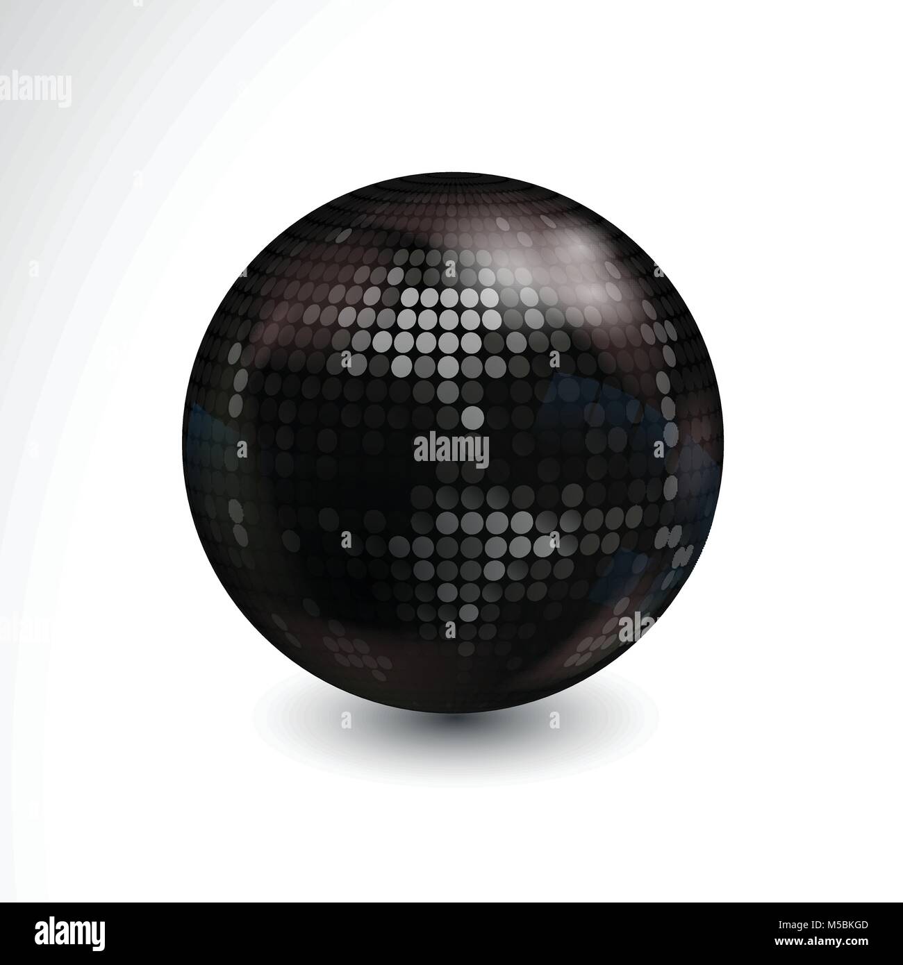 3D Illustration de boule disco noire avec des taches de lumière et ombre sur fond blanc Illustration de Vecteur
