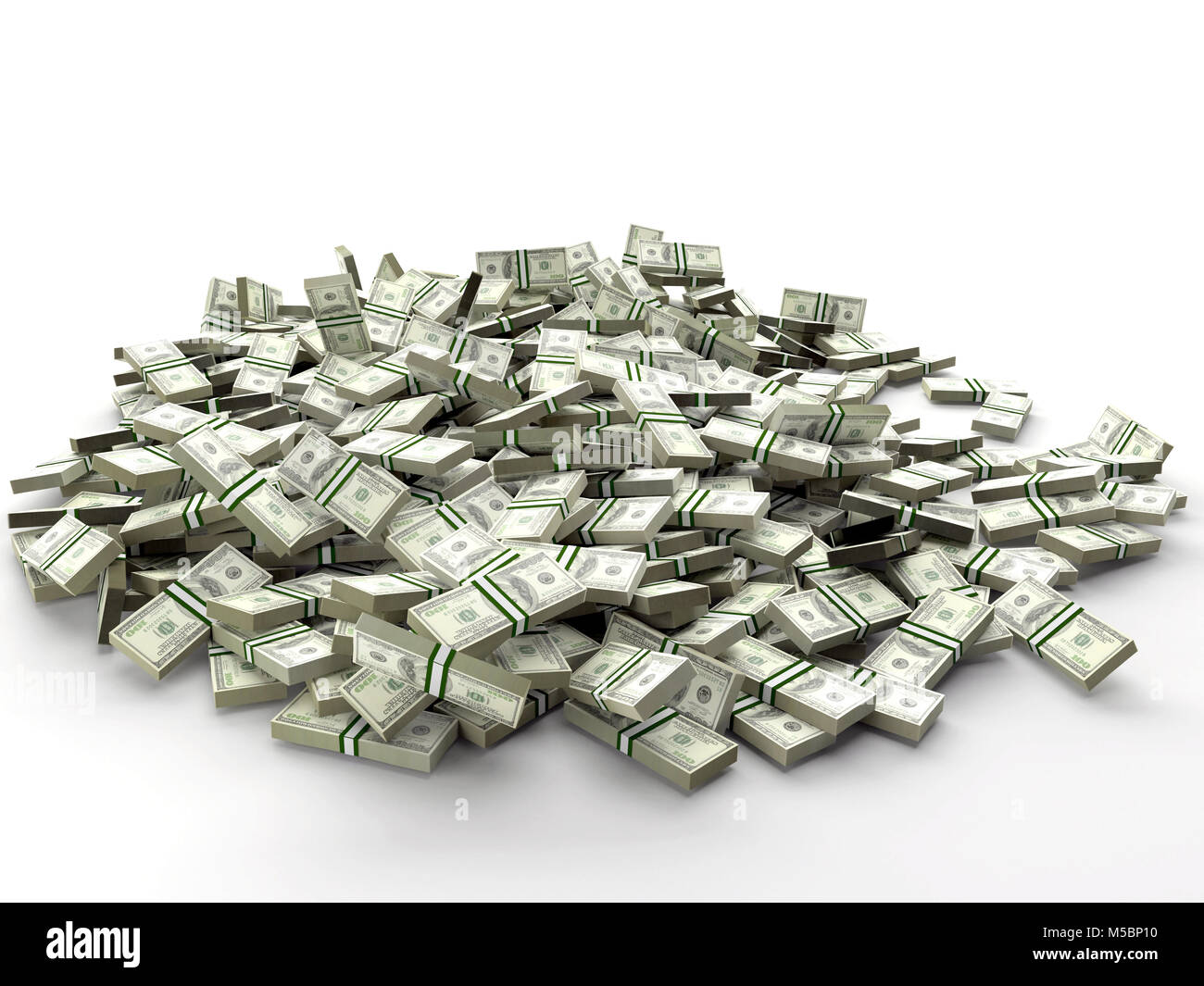 Pile de 100 dollar bill wads sur blanc Photo Stock - Alamy
