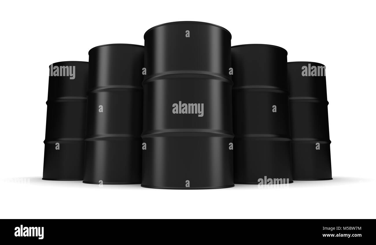 Baril industriel noir (isolé sur fond blanc) Banque D'Images