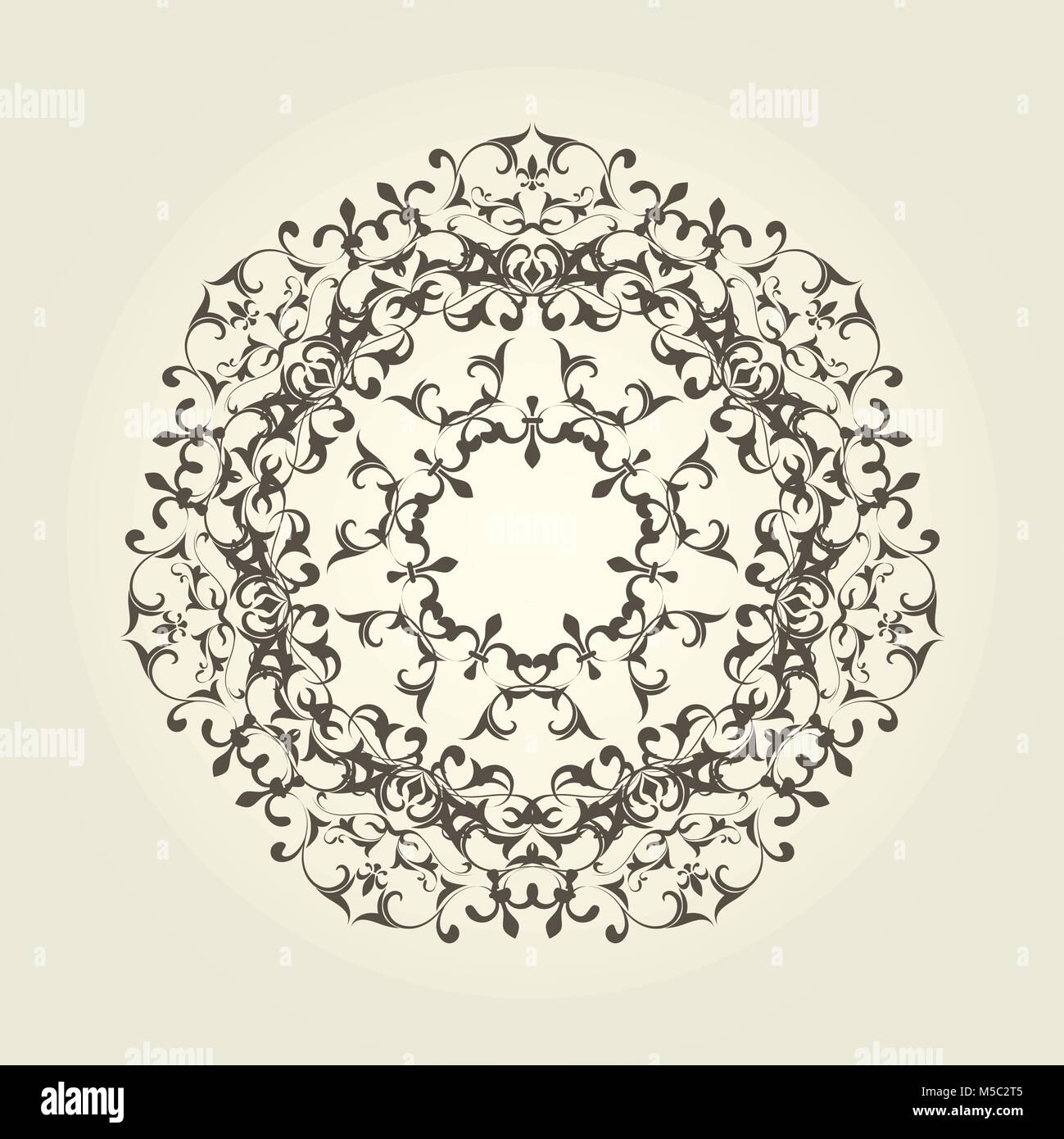 Vignette ronde décoration design pattern - mandala Illustration de Vecteur