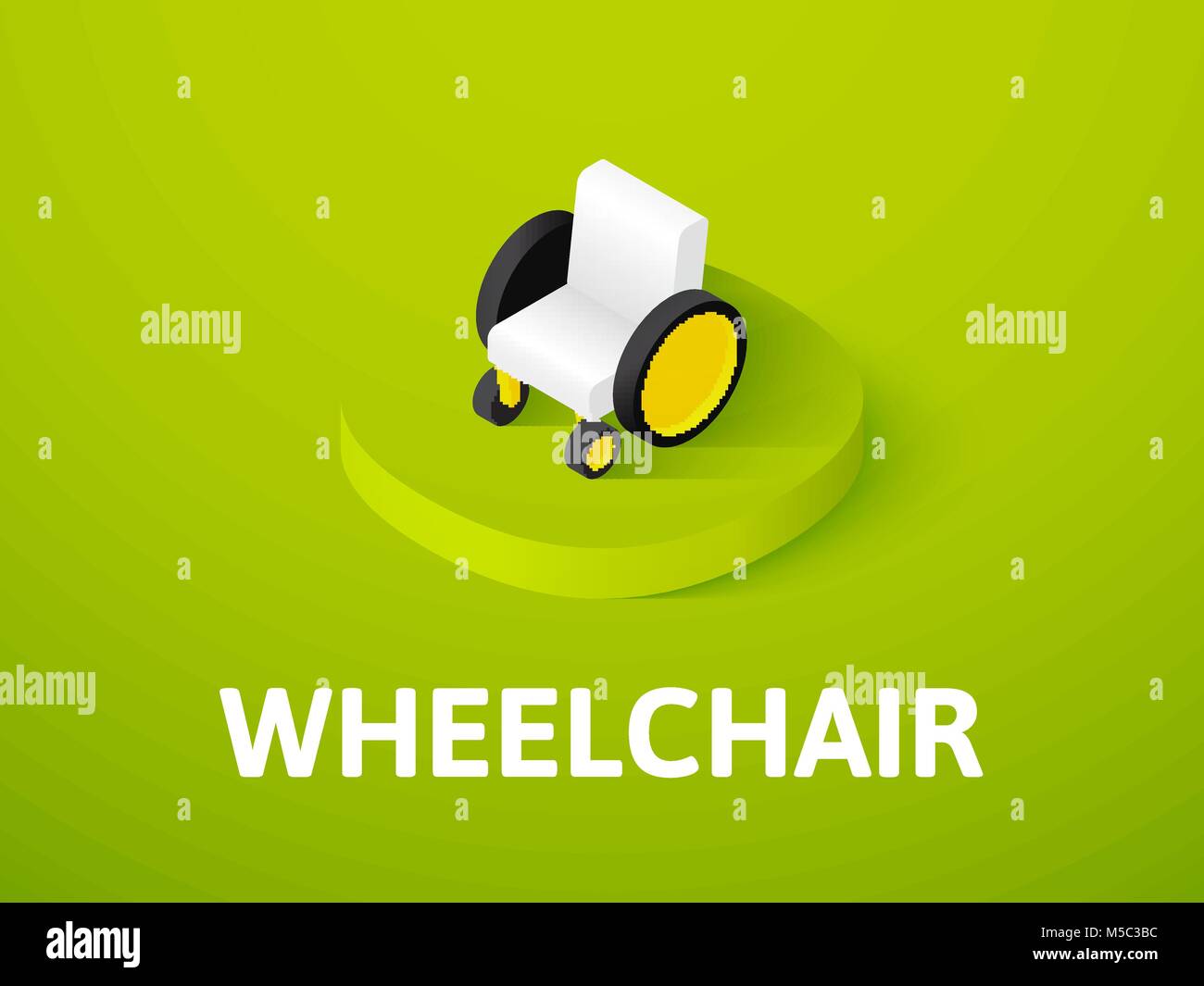 Icône isométrique en fauteuil roulant, isolée sur un fond de couleur Illustration de Vecteur