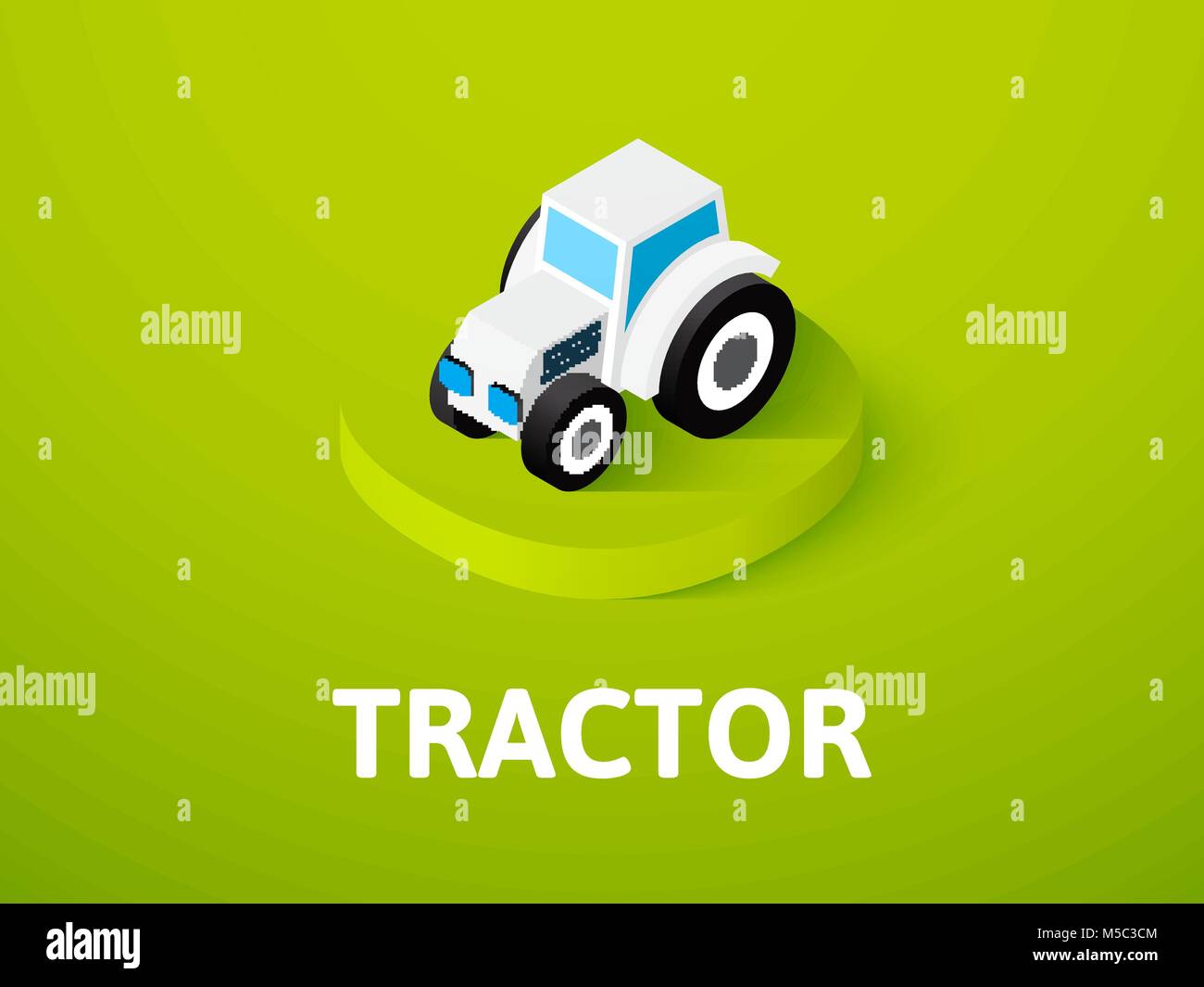 Icône isométrique du tracteur, isolée sur un fond de couleur Illustration de Vecteur