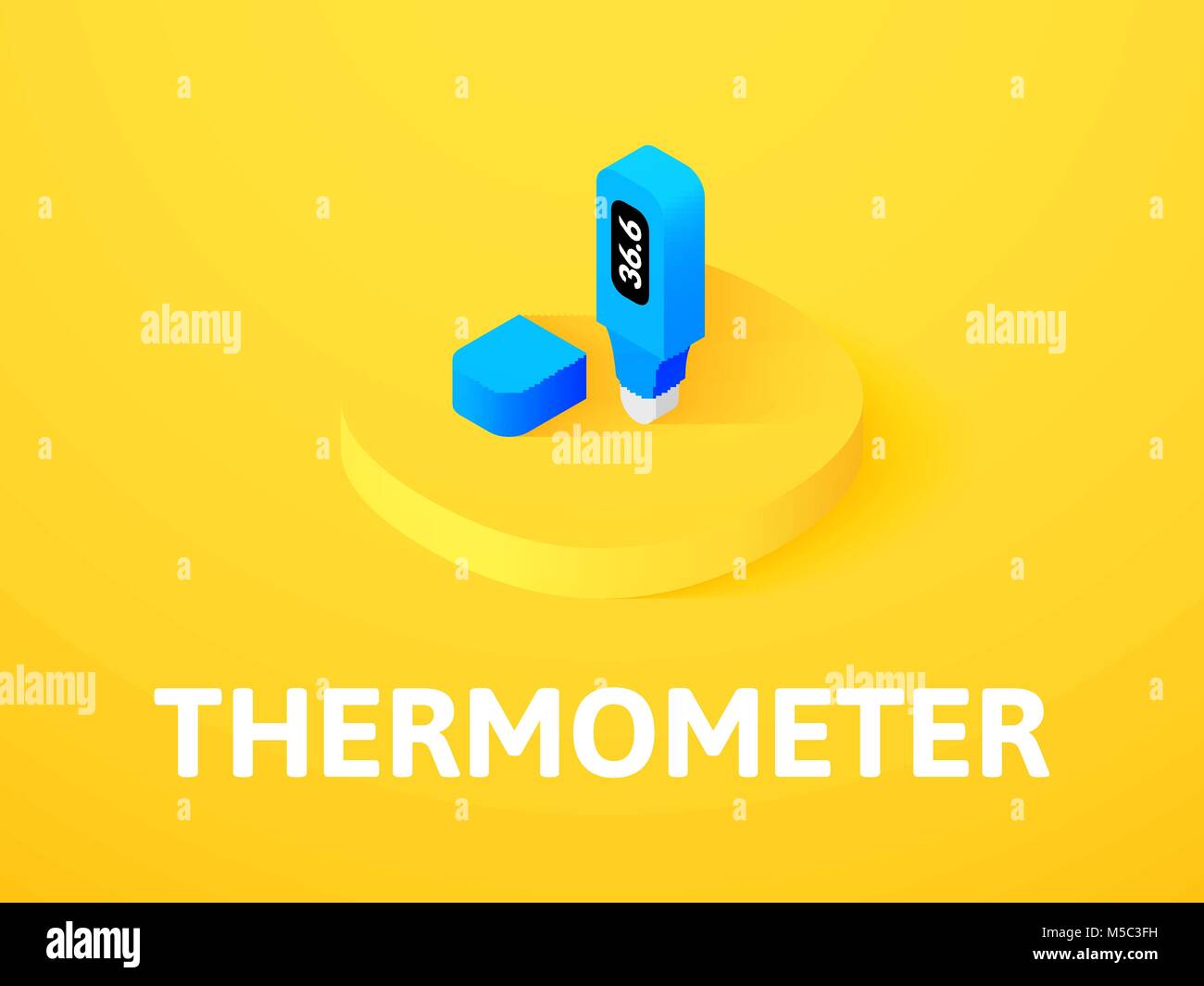 Icône isométrique Thermomètre, isolée sur un fond de couleur Illustration de Vecteur