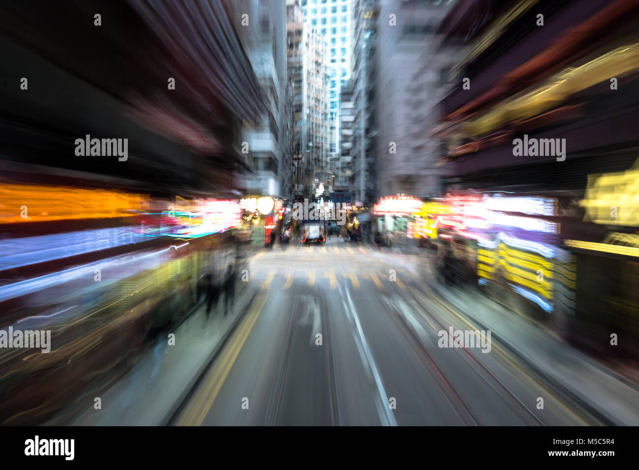Blurred Motion billet dans le quartier des affaires de Hong Kong Banque D'Images