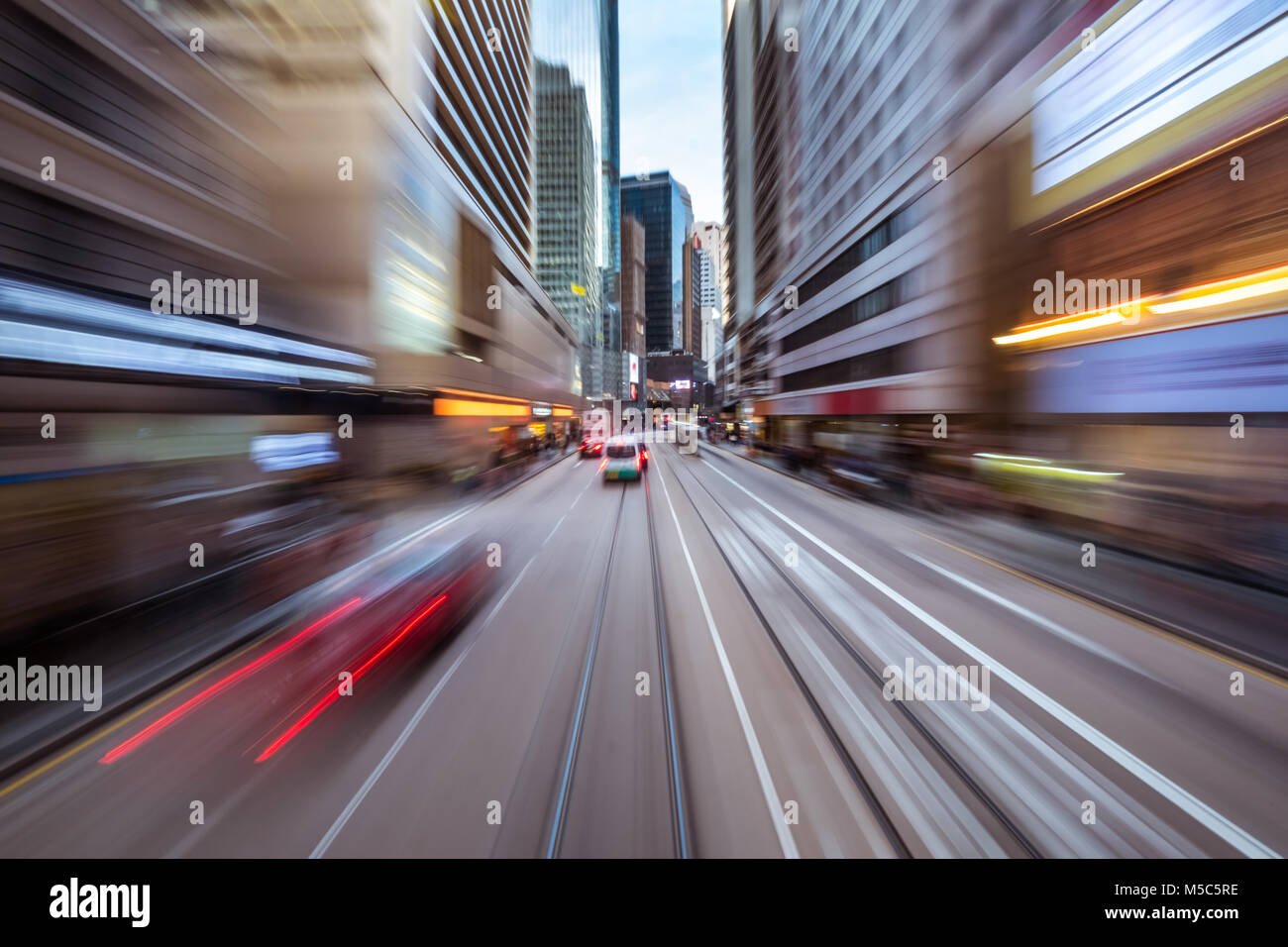 Blurred Motion billet dans le quartier des affaires de Hong Kong Banque D'Images