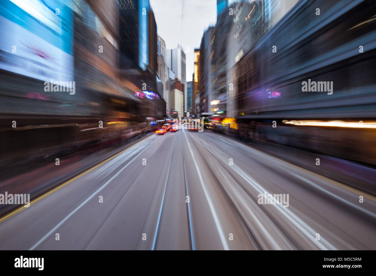 Blurred Motion billet dans le quartier des affaires de Hong Kong Banque D'Images