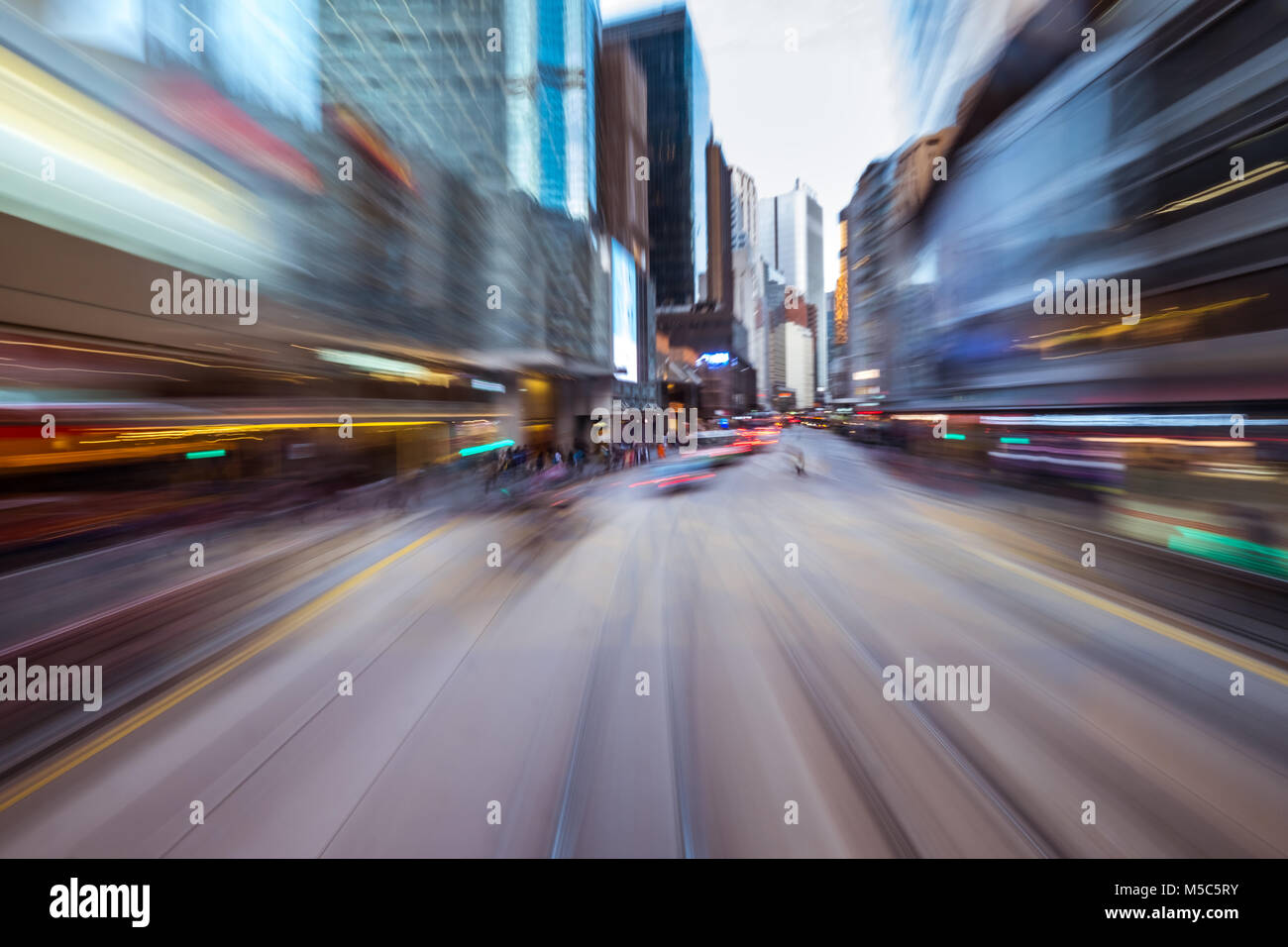 Blurred Motion billet dans le quartier des affaires de Hong Kong Banque D'Images