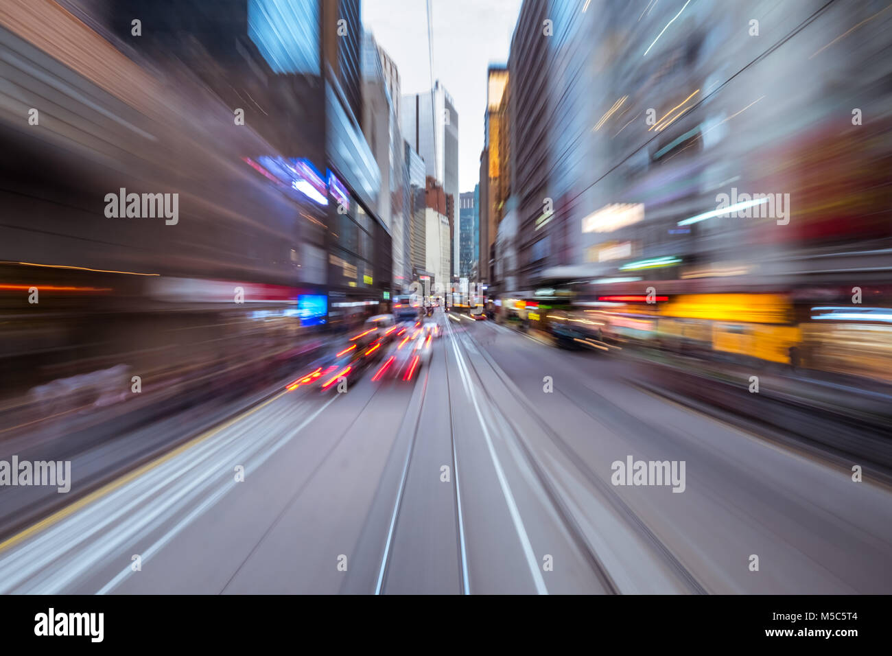 Blurred Motion billet dans le quartier des affaires de Hong Kong Banque D'Images