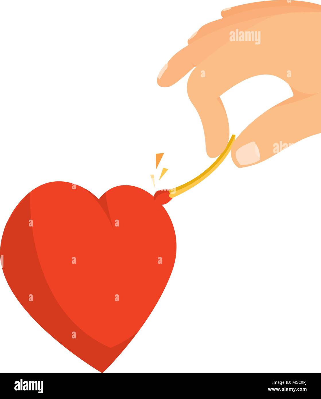 Cartoon illustration de l'amour d'étincelles ou de coeur passionné en feu Illustration de Vecteur