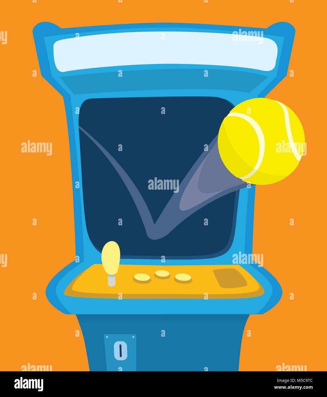 Cartoon illustration de balle de tennis qui rebondit sur l'arcade de jeux Illustration de Vecteur