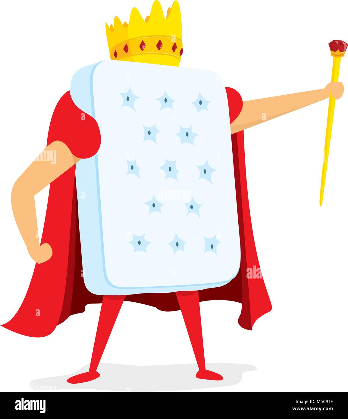 Cartoon illustration de king matelas debout avec couronne Illustration de Vecteur