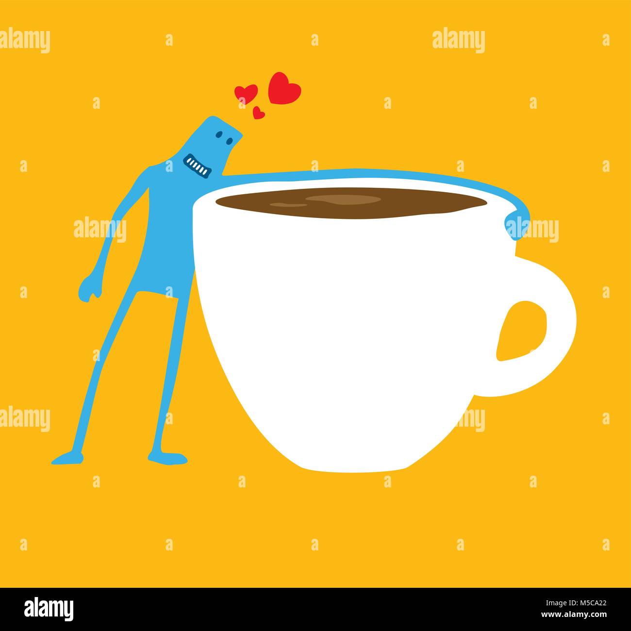 Cartoon illustration de personnage drôle en amour avec Coffee cup Illustration de Vecteur