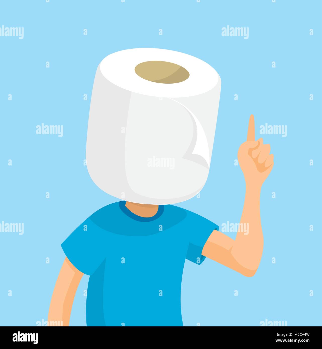 Cartoon illustration de l'homme à la tête de papier toilette Illustration de Vecteur