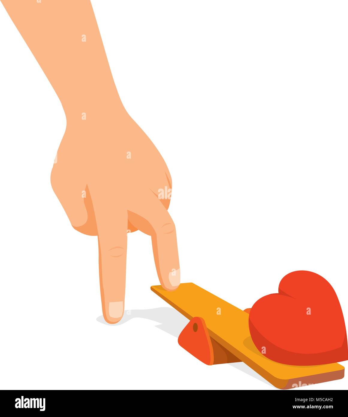 Cartoon illustration de part impulsing coeur sur trampoline Illustration de Vecteur