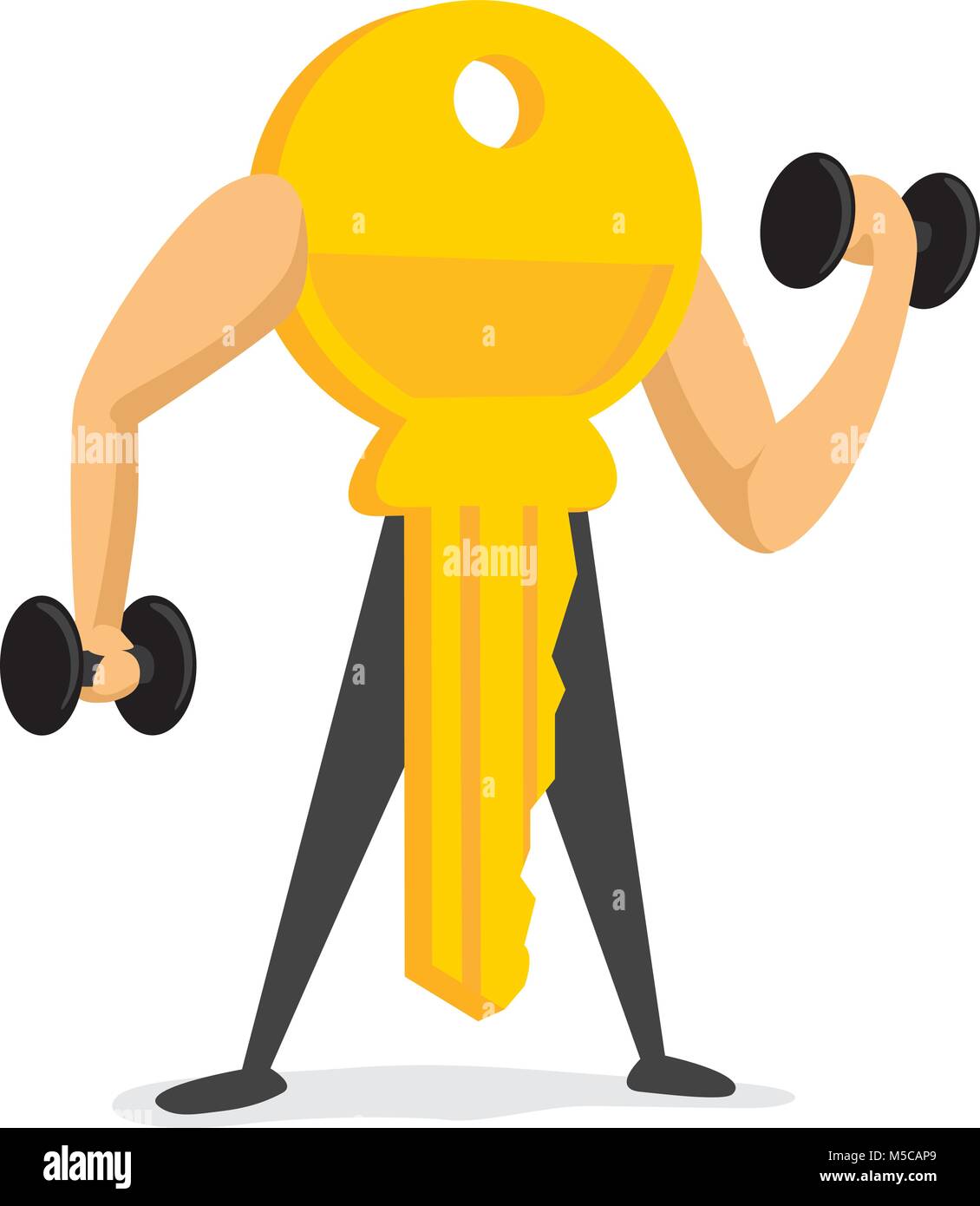 Cartoon illustration de mot de passe de la clé d'or poids de levage Formation Illustration de Vecteur