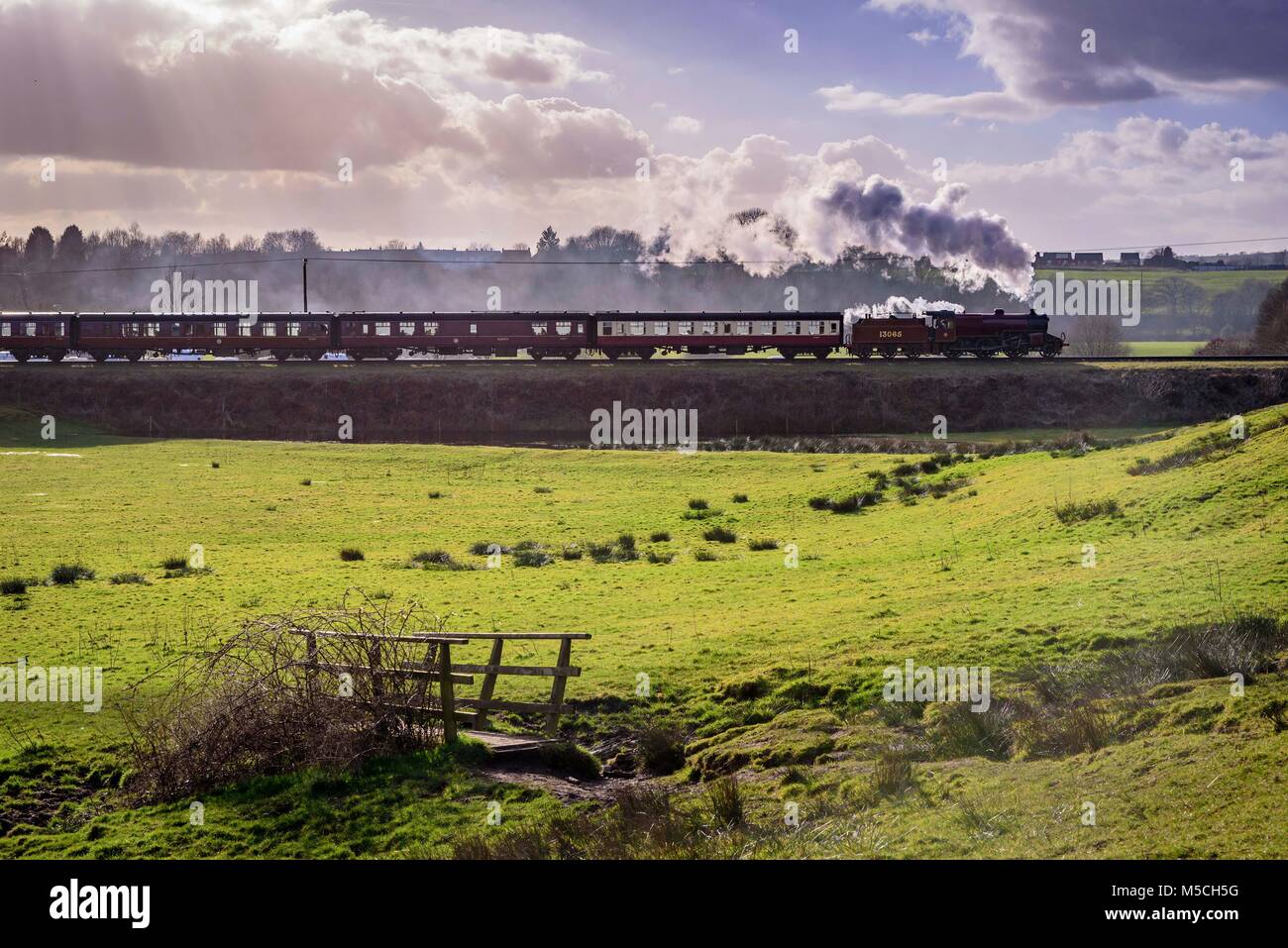 Sur le vapeur Vintage East Lancashire railway. Banque D'Images