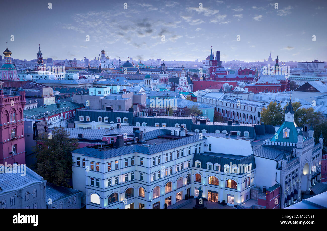 Vue Aérienne Vue panoramique sur le centre-ville de Moscou, Russie Banque D'Images