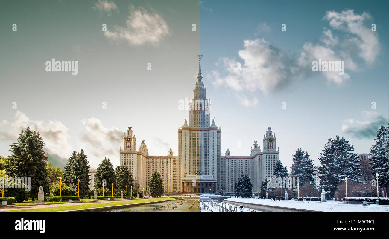 Bâtiment de l'Université d'État Lomonossov de Moscou, Russie Banque D'Images