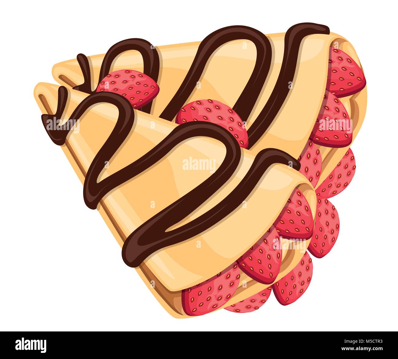 La crêpe avec du chocolat et de fraises délicieuses crêpes vector illustration isolé sur fond blanc page de site web et conception d'applications mobiles. Illustration de Vecteur