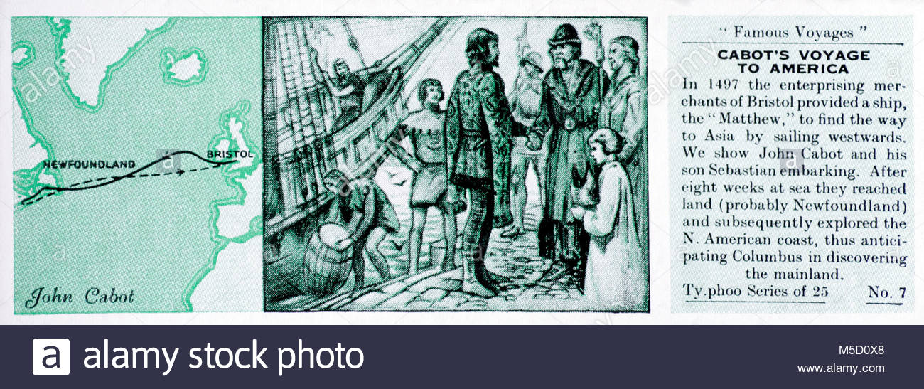 Voyages célèbres de John Cabot - Voyage en Amérique 1497 Banque D'Images