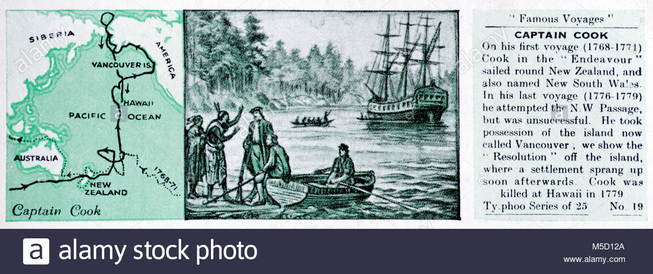 Voyages célèbres - voyage du capitaine Cook en Nouvelle-Zélande expedition 1776 - 1779 Banque D'Images