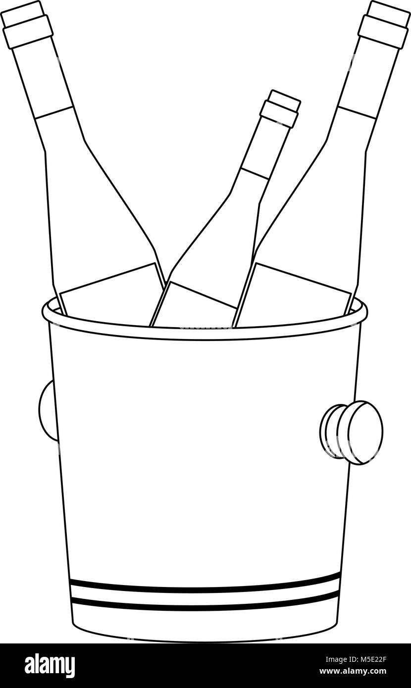 Des bouteilles de champagne on ice bucket Illustration de Vecteur