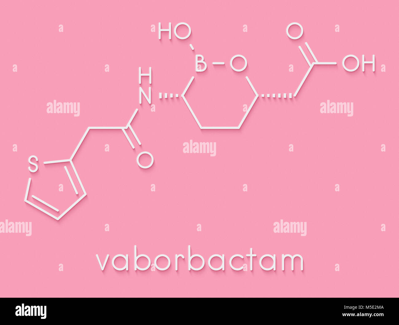 Vaborbactam molécule pharmaceutique. Les bêta-lactamases co-administré avec le méropenem pour bloquer la dégradation de ce dernier par carbapenemase enzymes. Skelet Banque D'Images