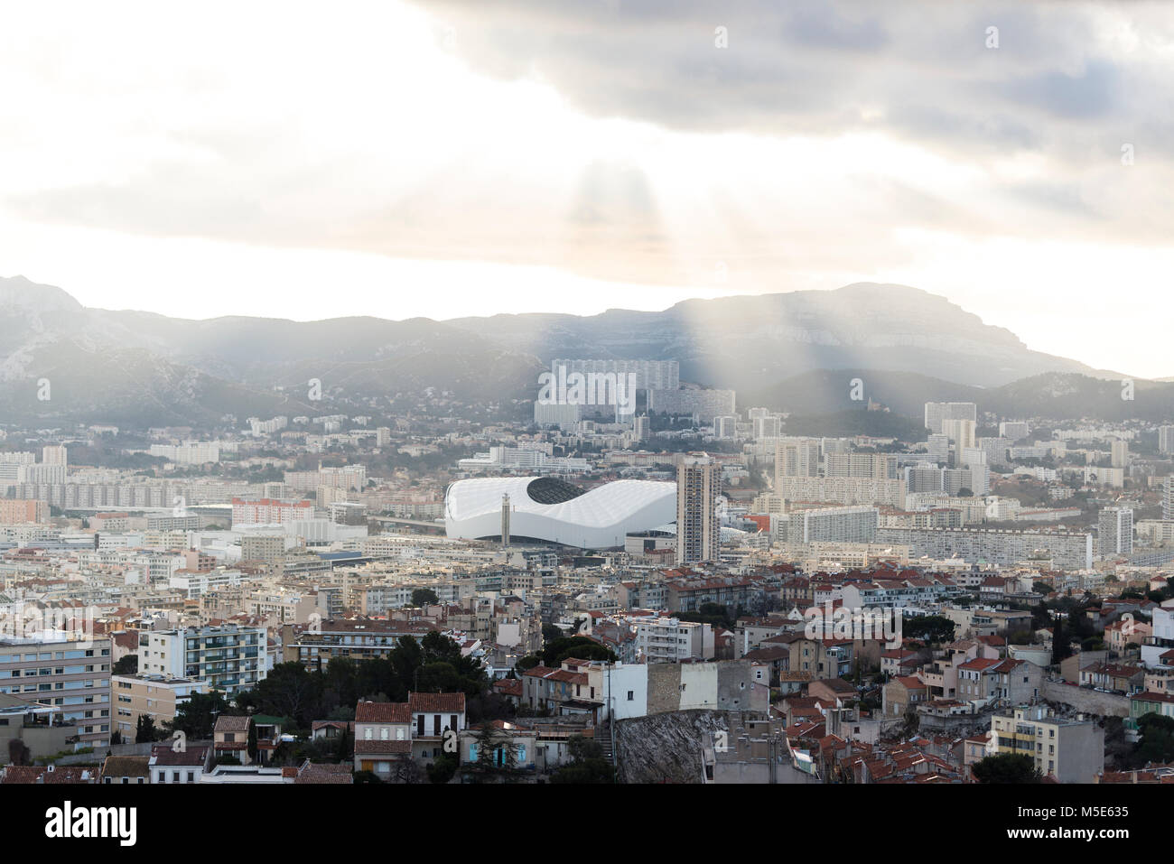 Carte Postale Ancienne Marseille – Vue Aérienne Stade Vélodrome Années 50