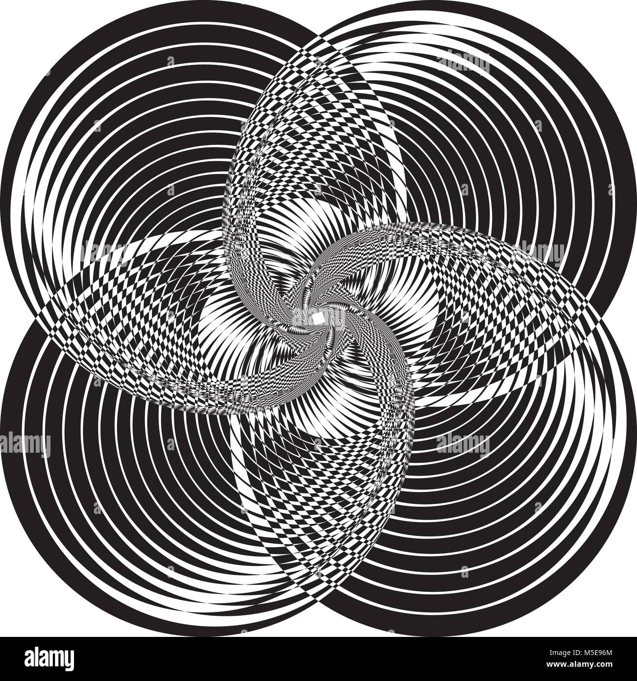 Arabesque cercle projet vortex intersecté noir sur fond transparent Illustration de Vecteur