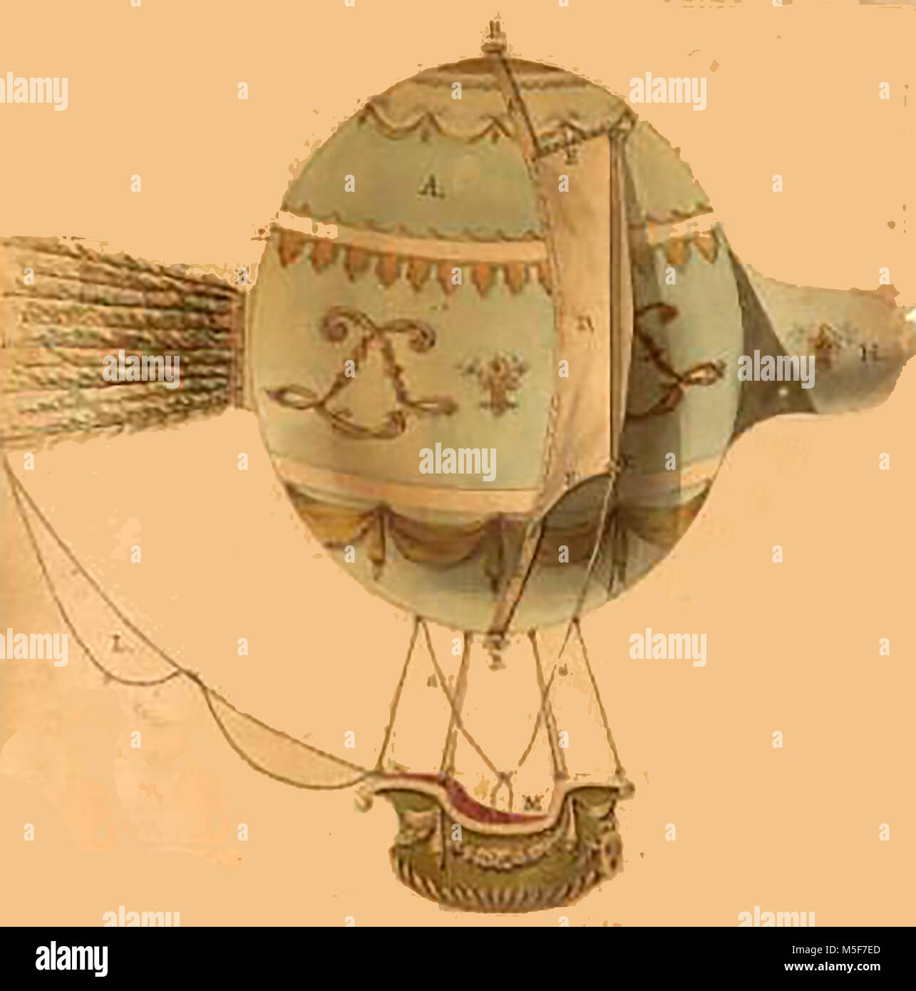 L'aéronautique historique, des ballons et des machines volantes - une aquarelle d'un ballon Banque D'Images