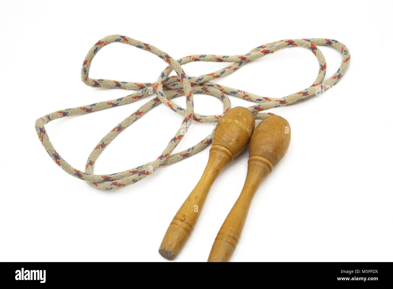 Vintage la corde à sauter avec poignées en bois Banque D'Images