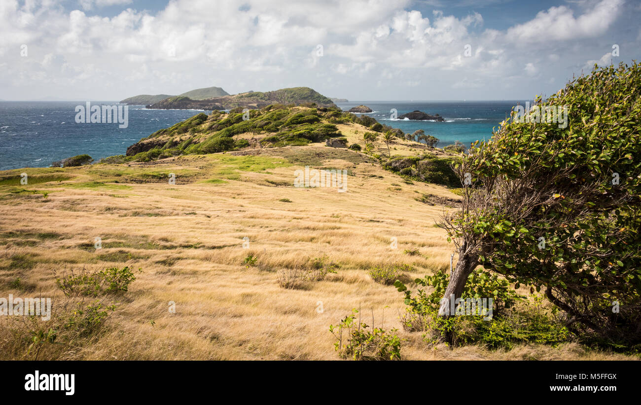 Vue de Saint Hilaire, de l'Amitié Point Bay, Bequia, Grenadines Banque D'Images