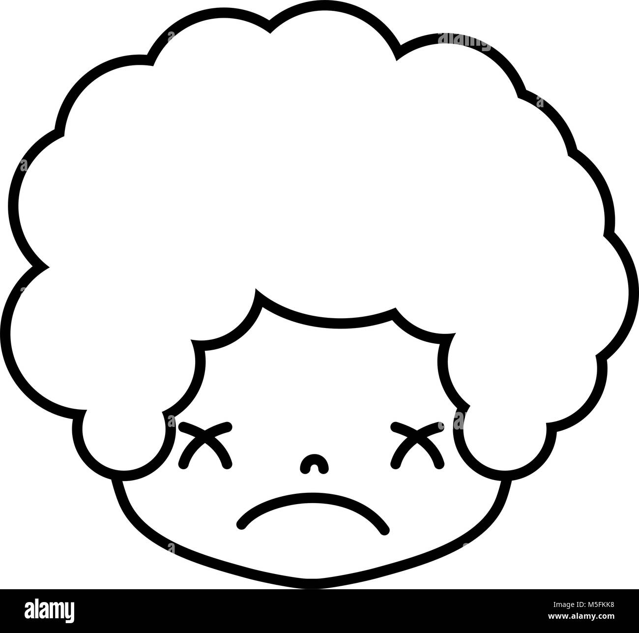 Garçon avec la tête de ligne des cheveux bouclés et visage triste vector illustration Illustration de Vecteur