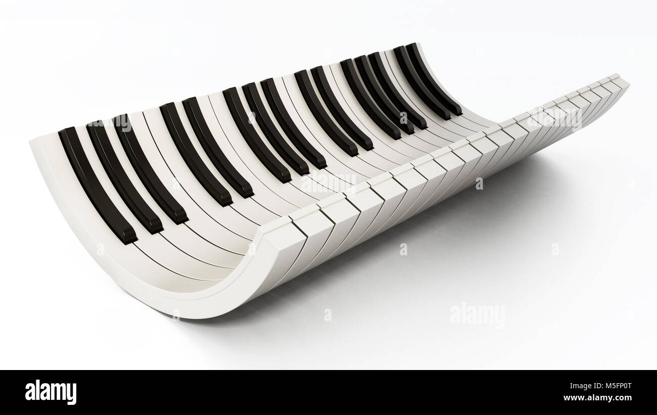 Panneaux touches piano isolé sur fond blanc. 3D illustration. Banque D'Images