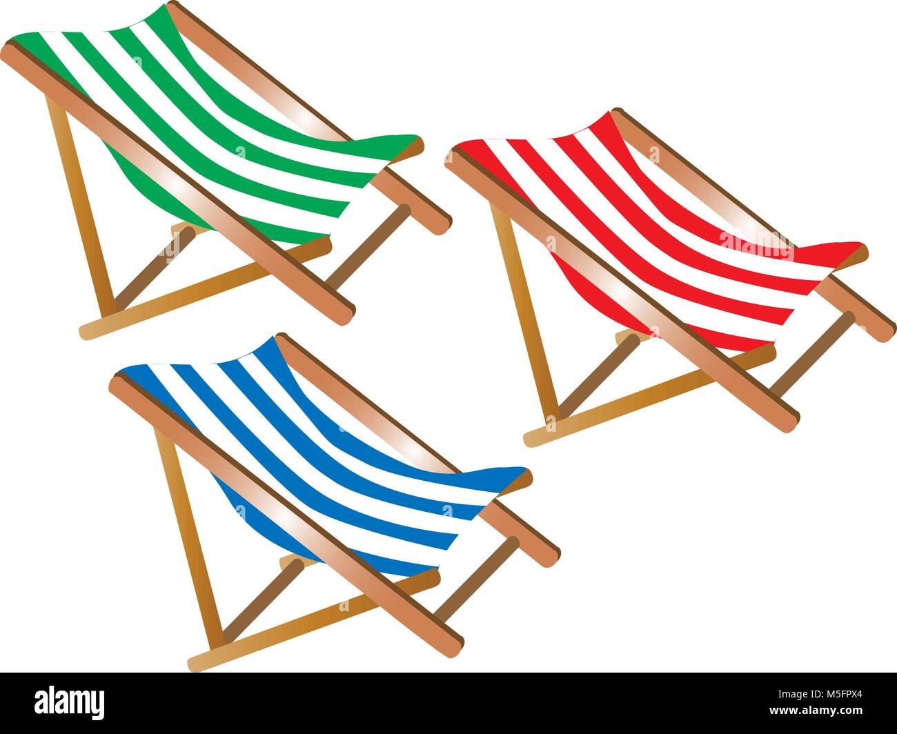 Trois chaises longues à rayures Illustration de Vecteur