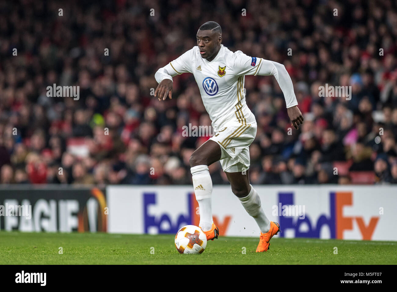 Londres, ANGLETERRE - 22 février : Ken Sema (12) de Ostersunds FK au cours de l'UEFA Europa League Round de 32 match entre Arsenal et Ostersunds FK à l'Emirates Stadium le 22 février 2018 à Londres, Royaume-Uni. Banque D'Images