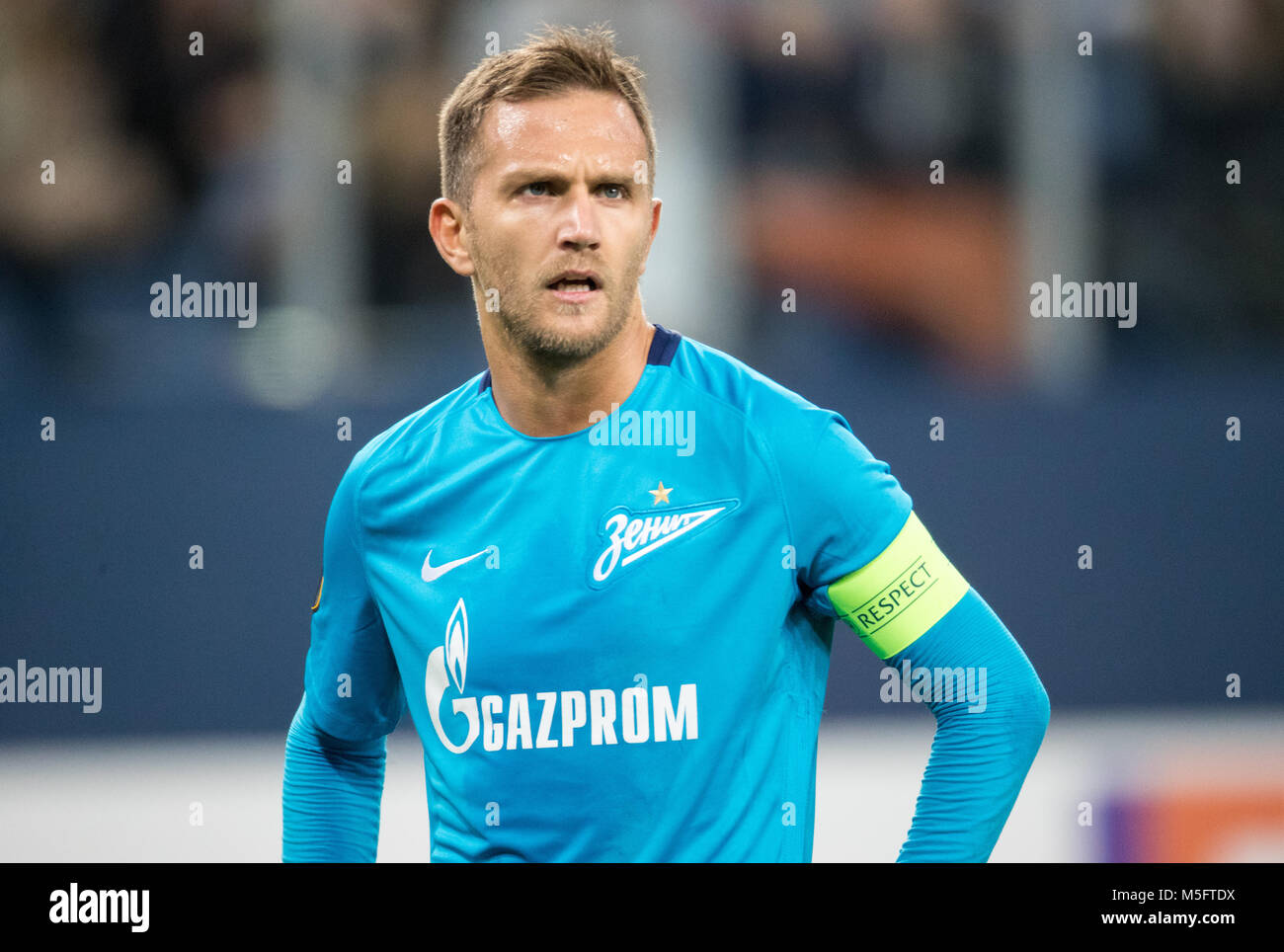 Saint-pétersbourg, Russie - le 22 février 2018. L'UEFA Europa League, Série de 32 : Zenit Saint-Pétersbourg 3 - 0 Celtic F.C. Zenit St Petersburg's Domenico Criscito. Banque D'Images