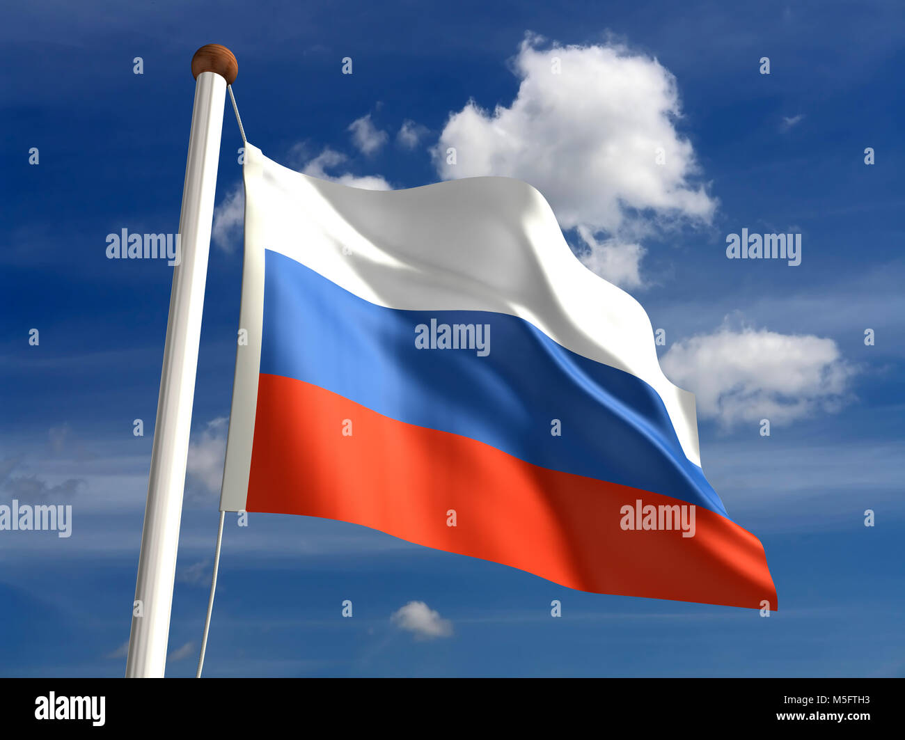 Drapeau Russie 3D (avec chemin de détourage) Banque D'Images