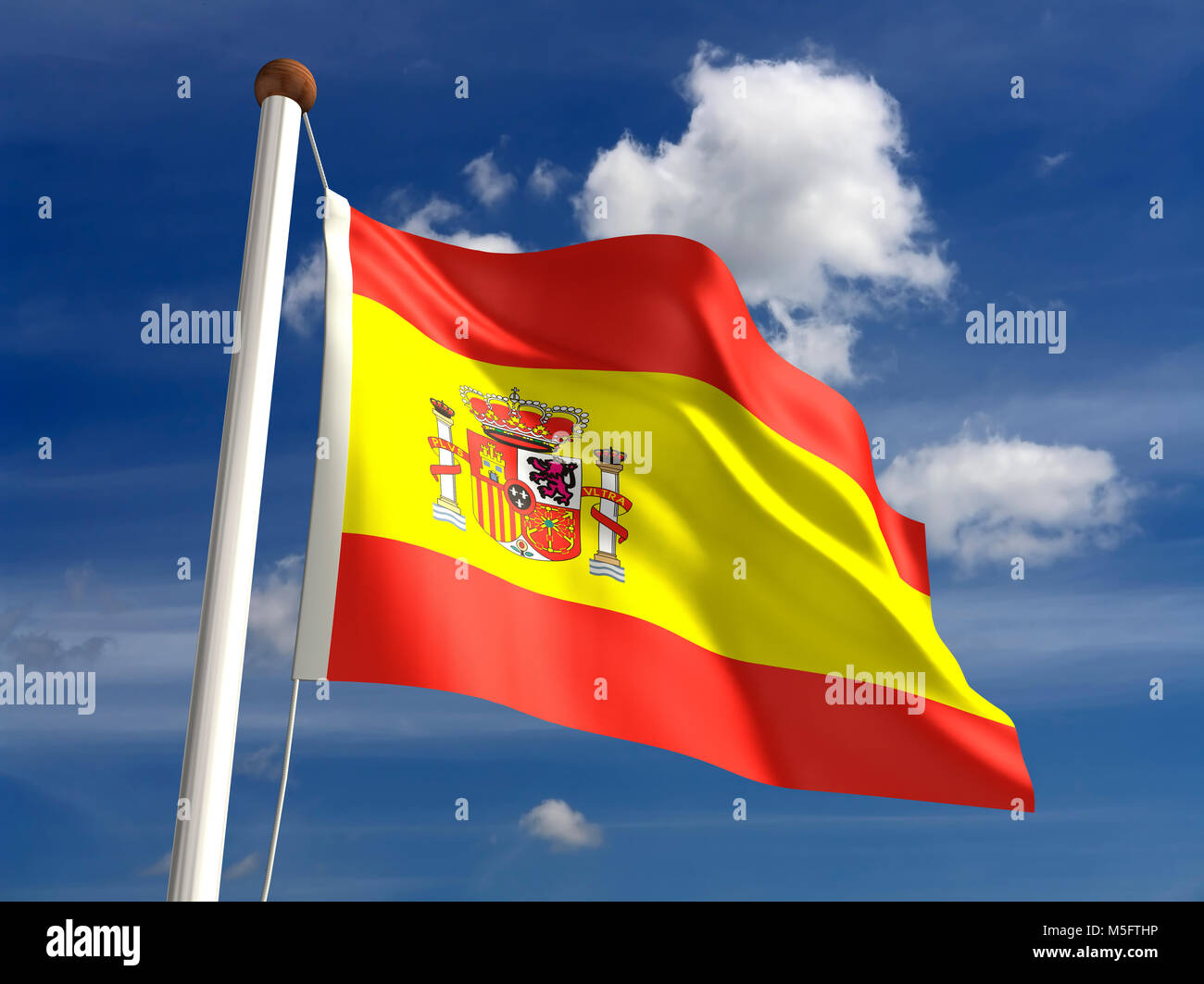 Drapeau Espagne 3D (avec chemin de détourage) Banque D'Images