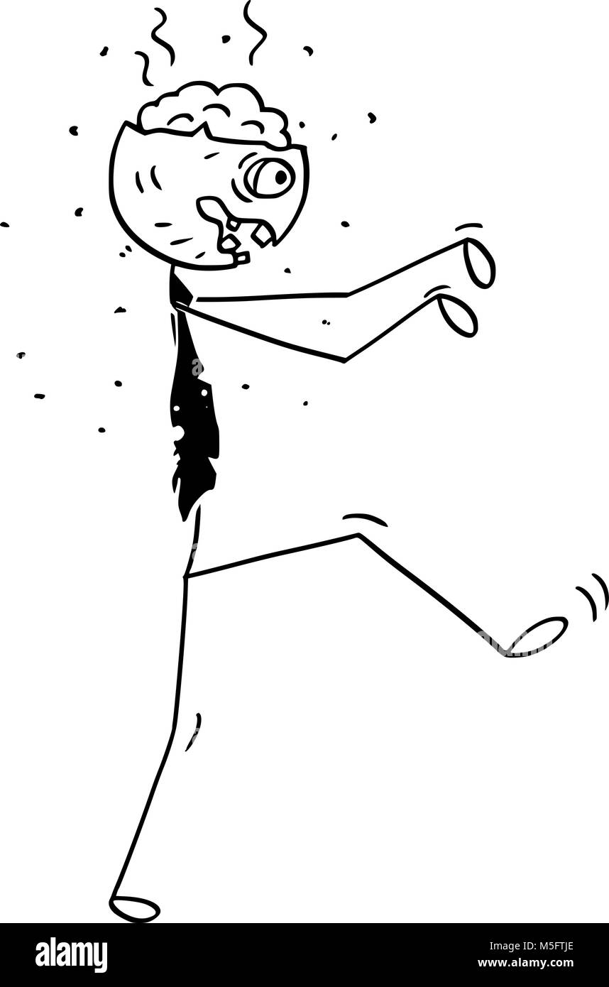 Caricature de Funny Businessman Walking Dead Zombie Illustration de Vecteur
